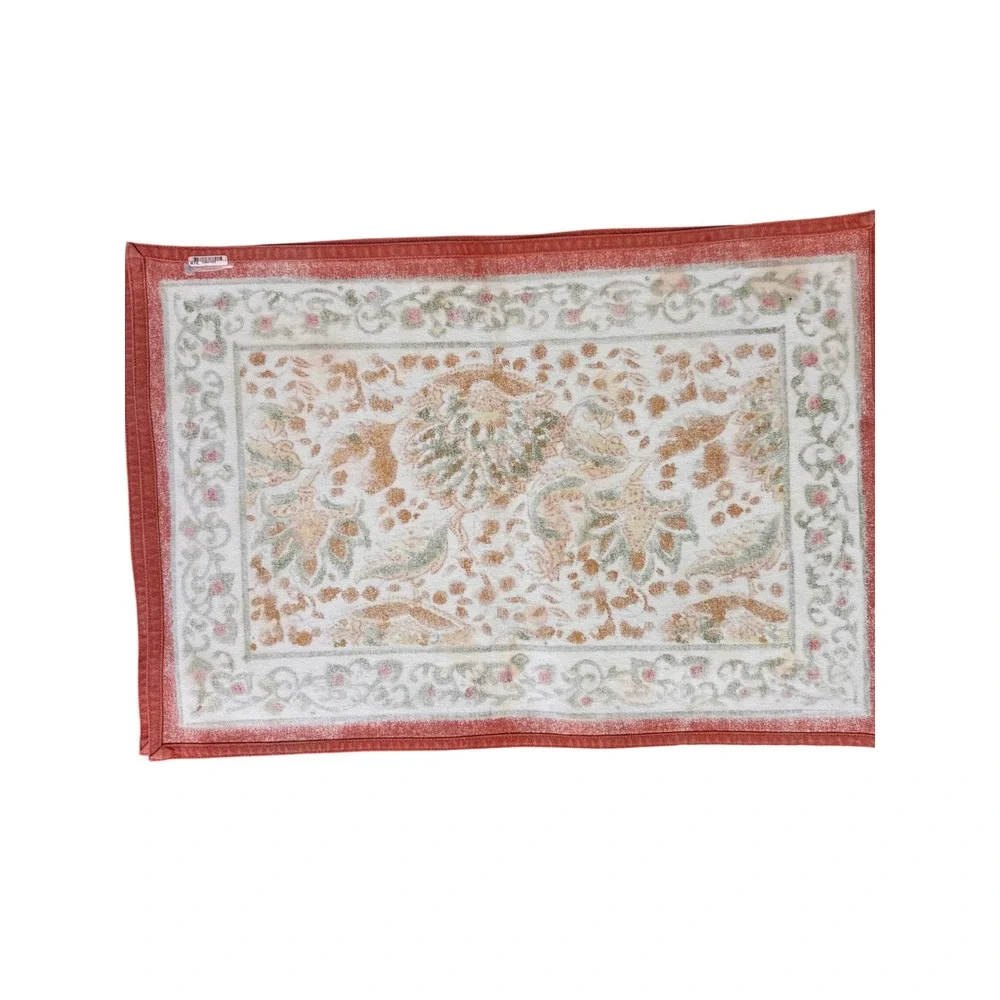 Hand‎ Block Print Floral Cotton Placemats & Napkins Set 9pc Terracotta Boho